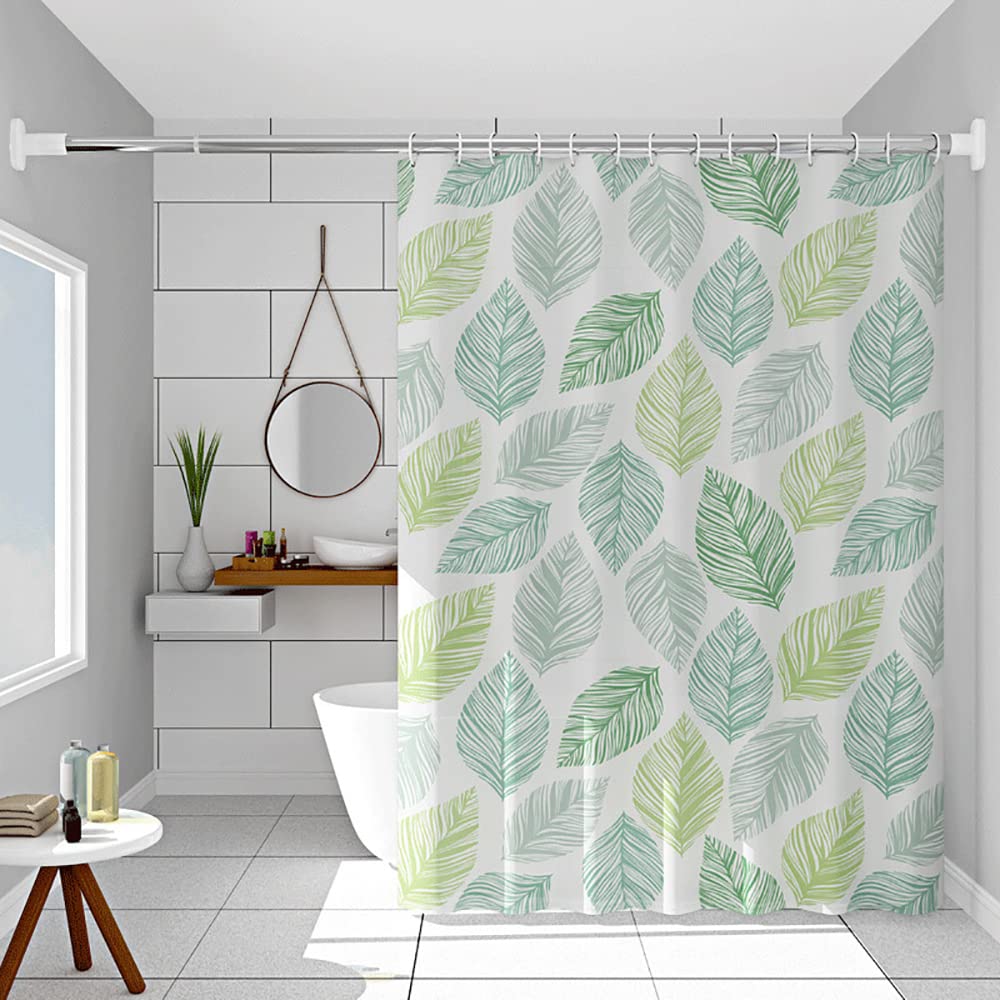 Vllcsla Green Leaves Shower Curtain – Extra Long PEVA Waterproof Anti-Mold