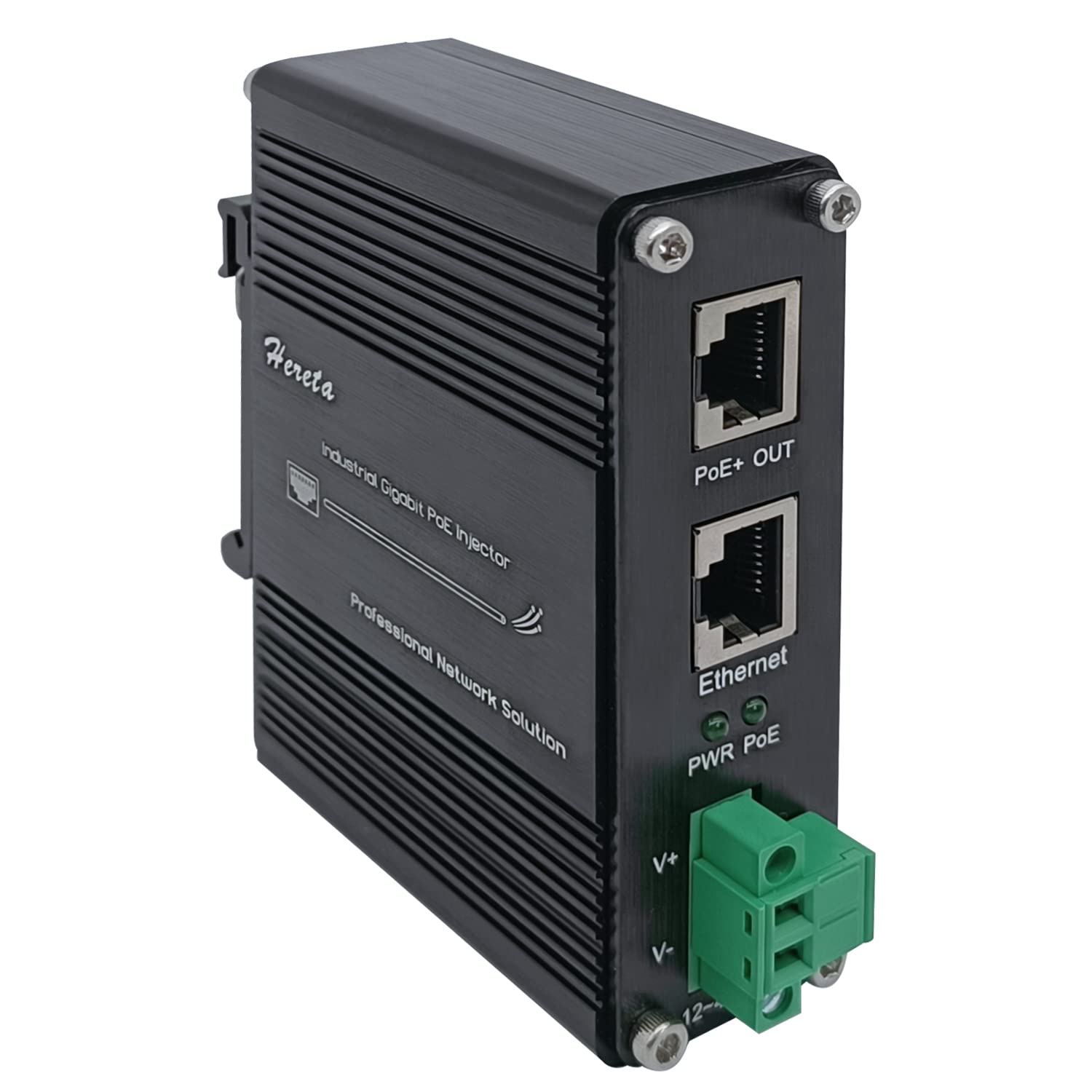 Industrial Gigabit PoE+ Injector | 12-48VDC DIN-Rail Mount