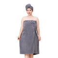 Plus Size Coral Fleece Bath Towel Wrap & Hair Cap Set