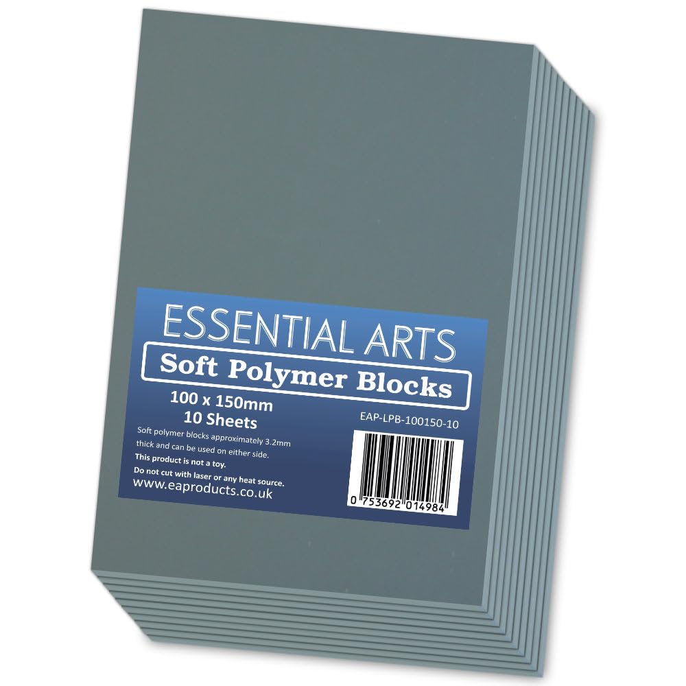 Essential Arts Soft Lino Polymer Blocks – 100x150mm Double Sided 10 Pack