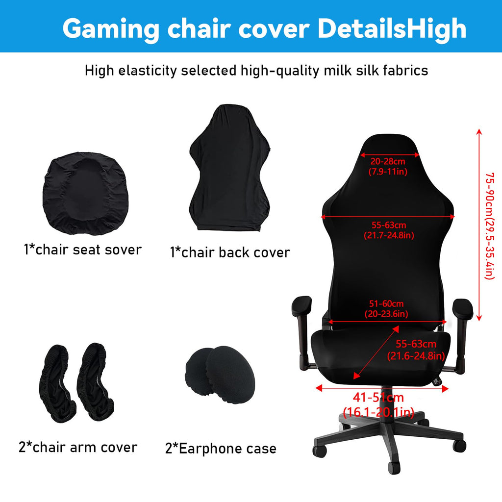 Luckwaii Gaming Chair Cover 6 Pcs Office Chair Covers Stretch Removable - image 2