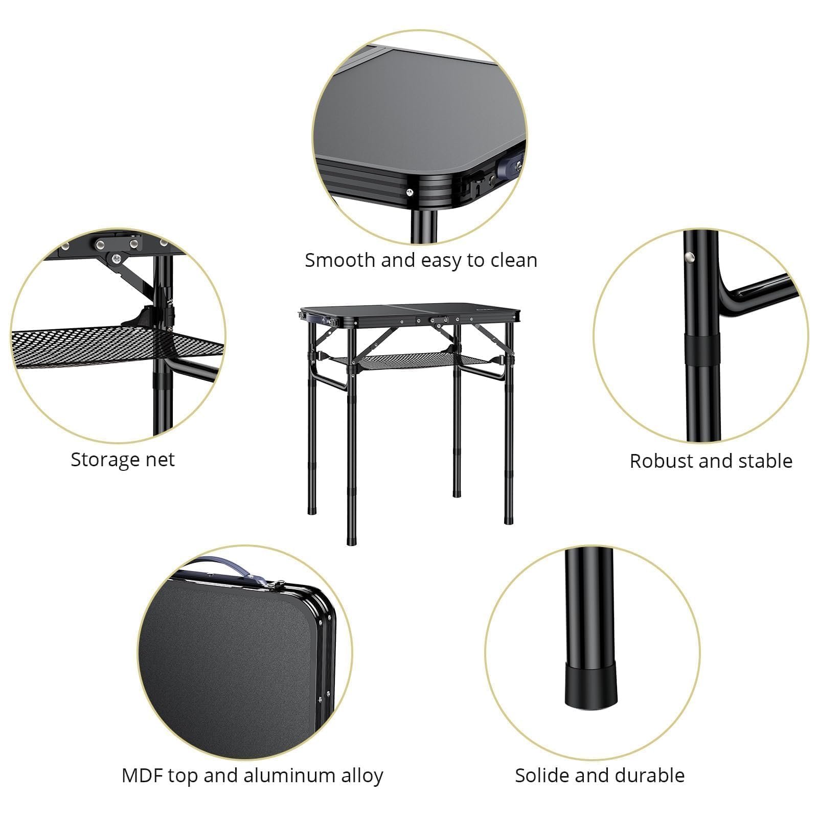 Anbte Folding Camping Table | Adjustable Aluminum Outdoor Table