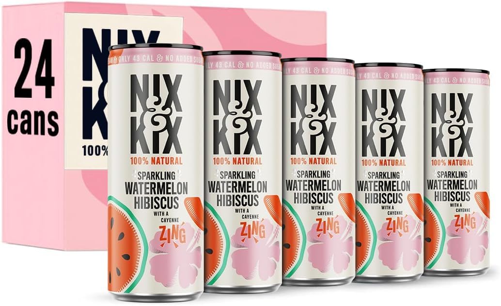 Nix & Kix Watermelon & Hibiscus Natural Sparkling Soft Drink - 24 x 250ml