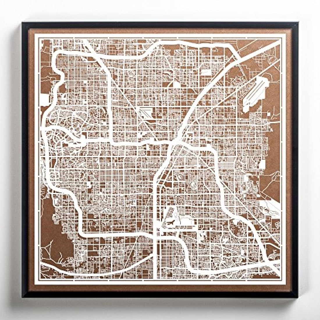 Las Vegas Paper Cut Map - 12x12 White Laser Cut Wall Art