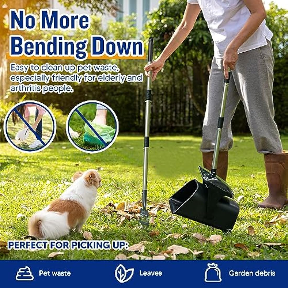 Dog Pooper Scooper – Heavy Duty Swivel Bin and Rake Set