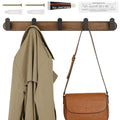 Varku Coat Hooks Wall Mounted, Walnut Wood Coat Hooks, Coat Rack Wall Mounted with 5 Hooks, No-Drill Installation - image 1