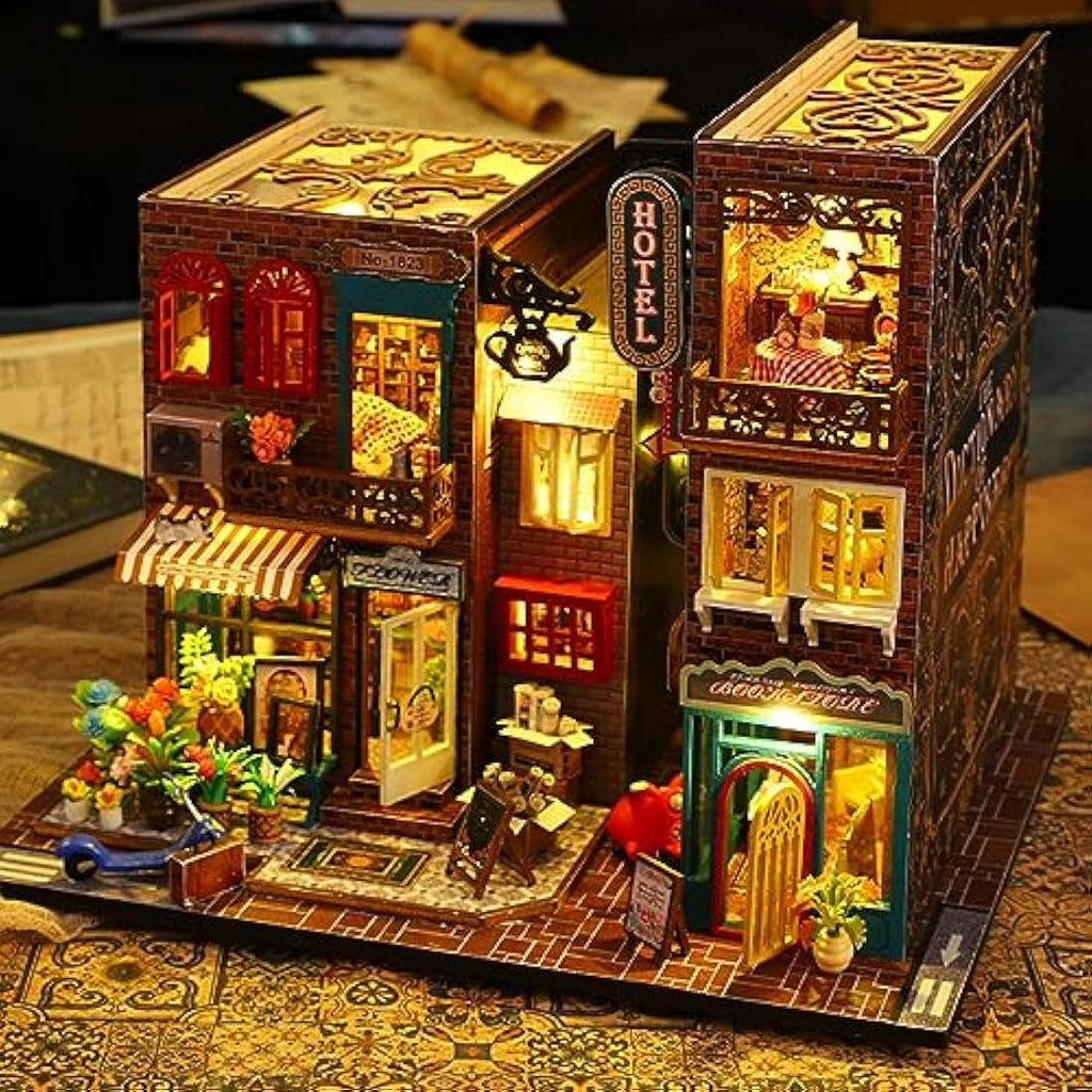 Shylamb DIY Book Nook Kit – Scarbrough 3D Wooden Puzzle Bookend with LED