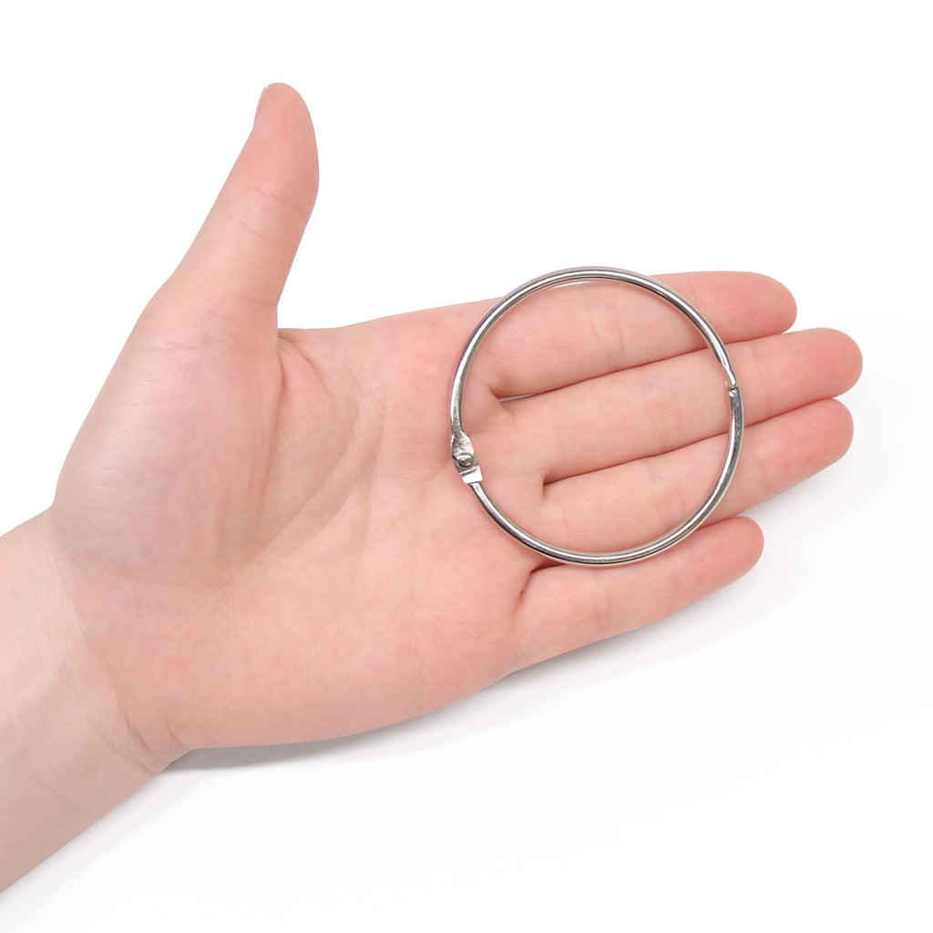 Coideal Large Shower Curtain Rings Open, 20 Pcs Metal Curtain Hooks 50mm Big Circular Loops Key Ring Brushed Nickel Silver