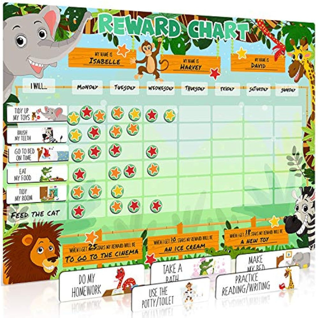 Luigi's Safari Animal Magnetic Reward Chart | Kids Potty & Chores Tracker