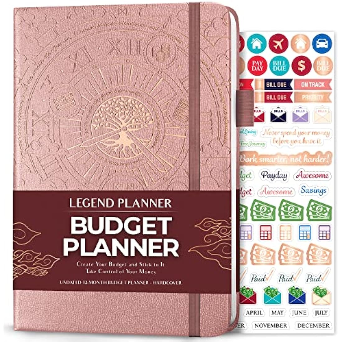 Legend Budget Planner – Vegan Leather Financial Organizer, Rose Gold