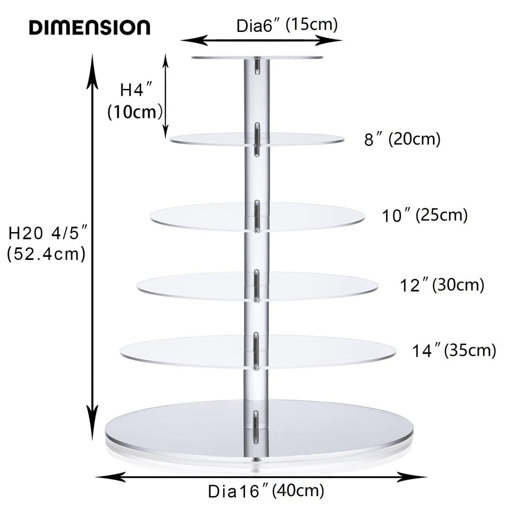 Ulifeme 6 Tier Acrylic Cupcake Stand – Clear Round Dessert Display Tower