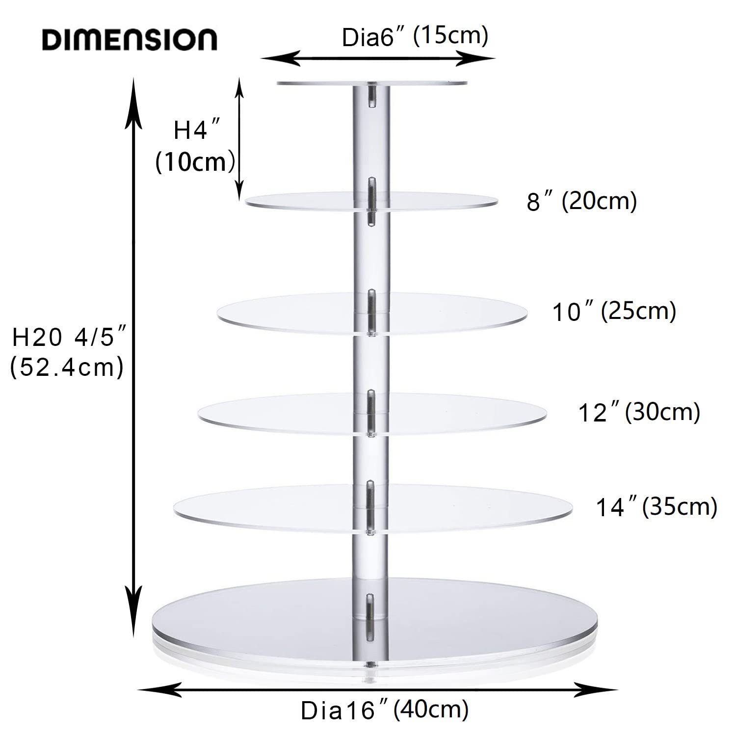 Ulifeme 6 Tier Acrylic Cupcake Stand – Clear Round Dessert Display Tower