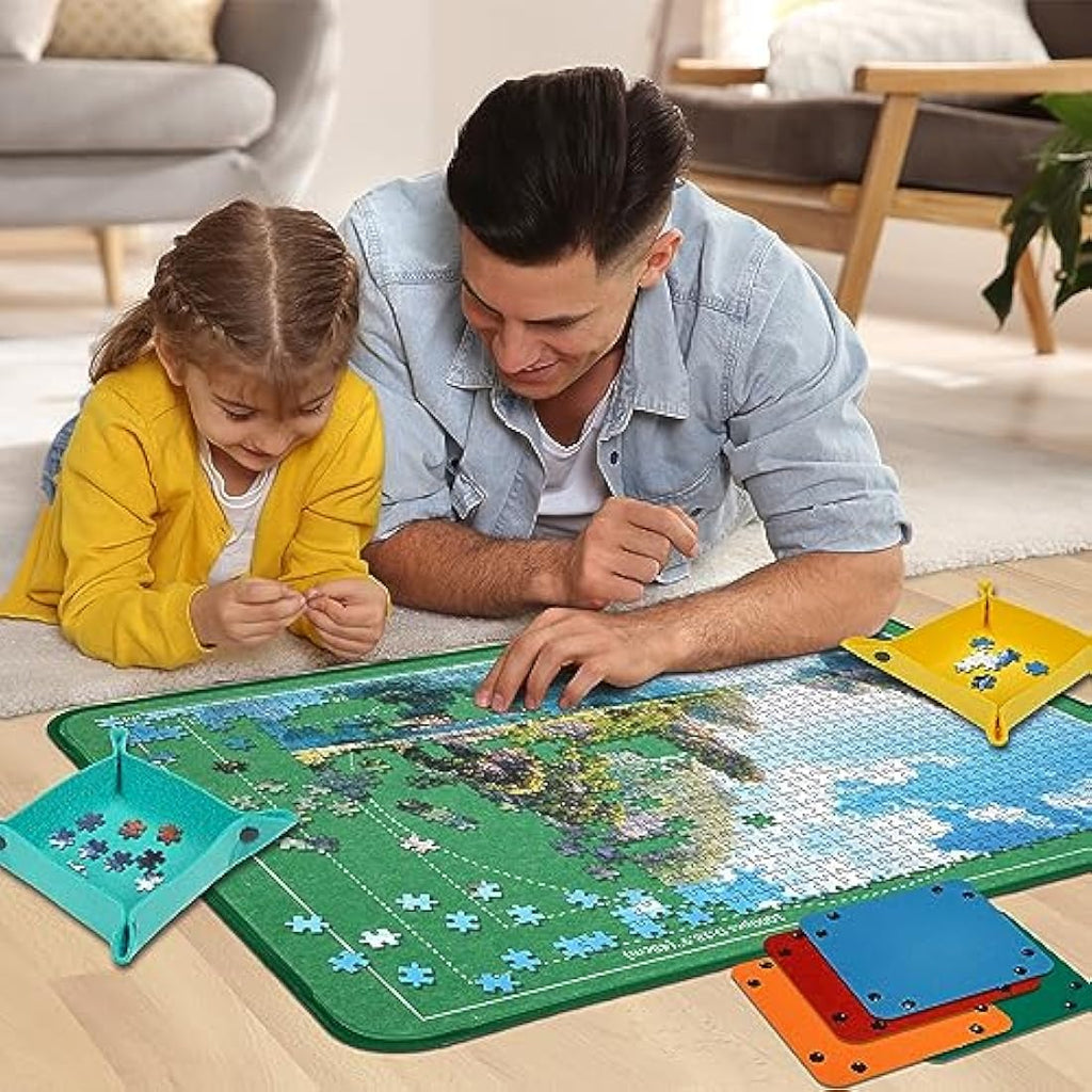 MOZOOSON Jigsaw Puzzle Board – 1000 Piece Storage with 6 Sorting Trays