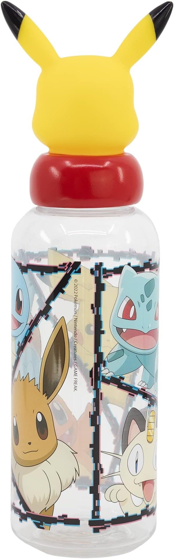 Pokemon 3D Figurine Water Bottle with Built-in Straw - 560ml - Snaps
