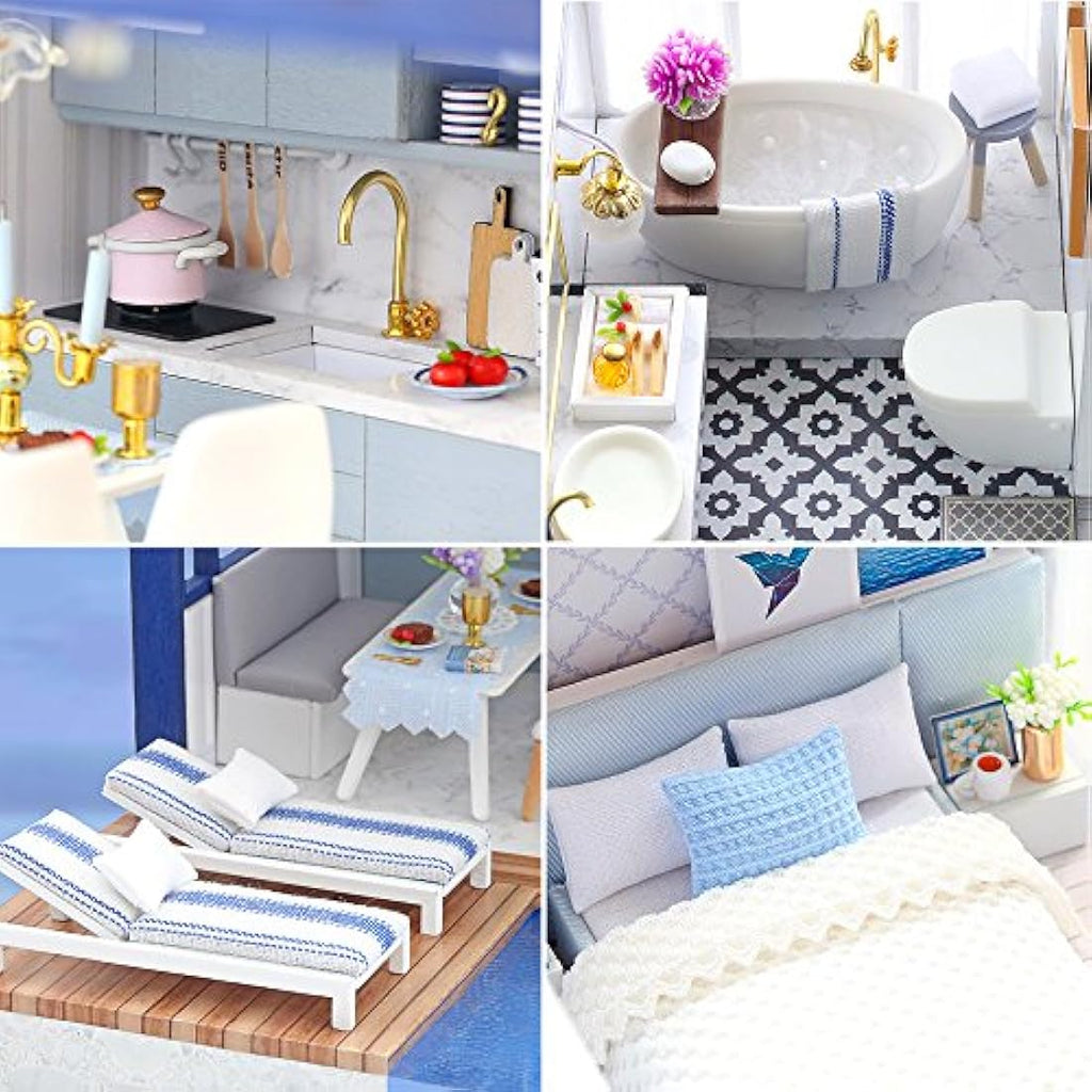 Spilay DIY Miniature Dollhouse Kit: 1:24 Wooden Model with Music Box