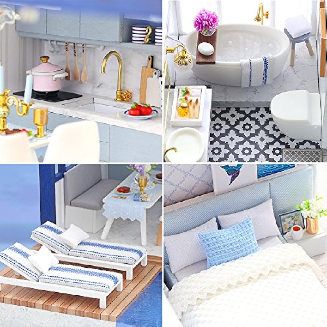 Spilay DIY Miniature Dollhouse Kit: 1:24 Wooden Model with Music Box