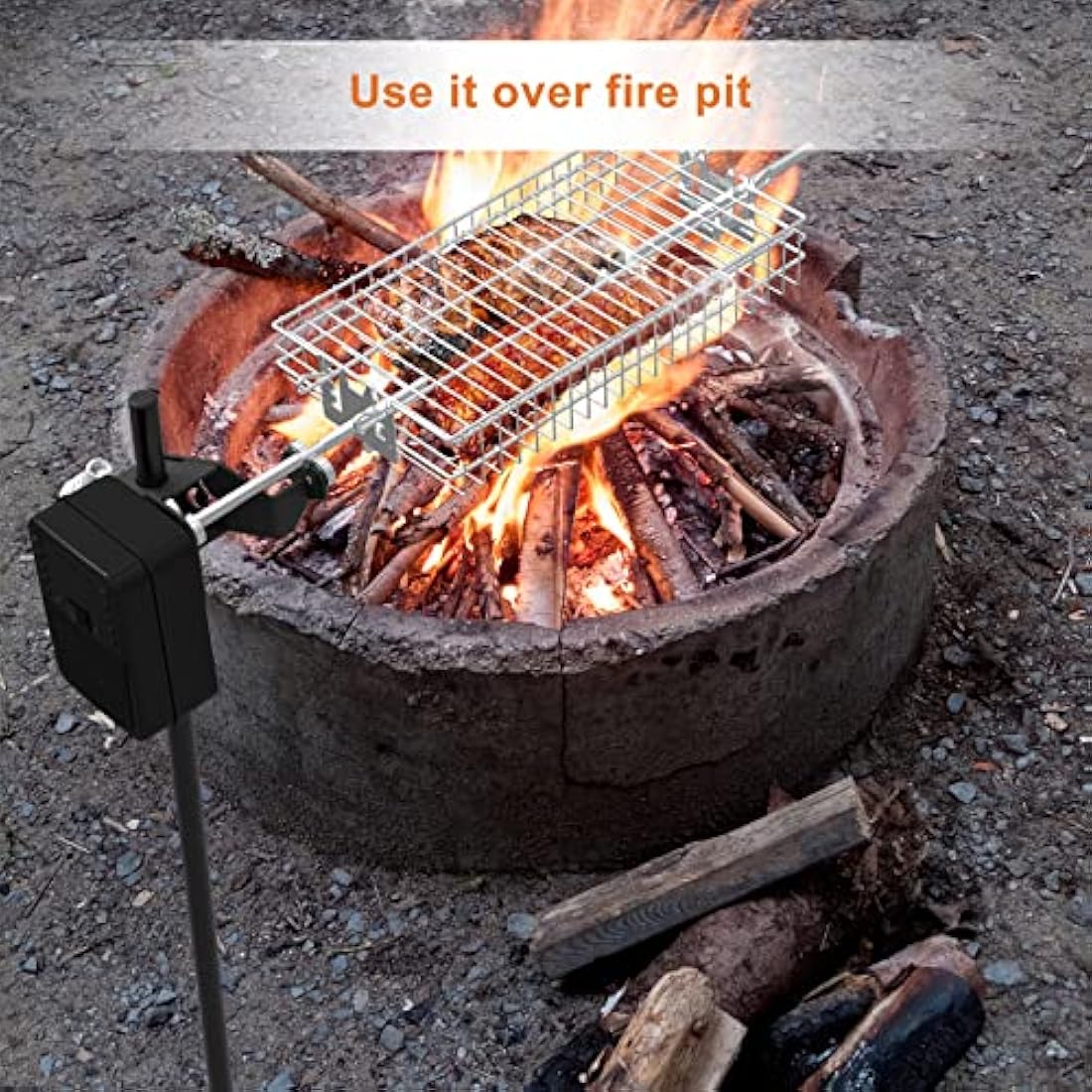 Onlyfire Portable BBQ Rotisserie Grill Kit with Basket and Battery Motor