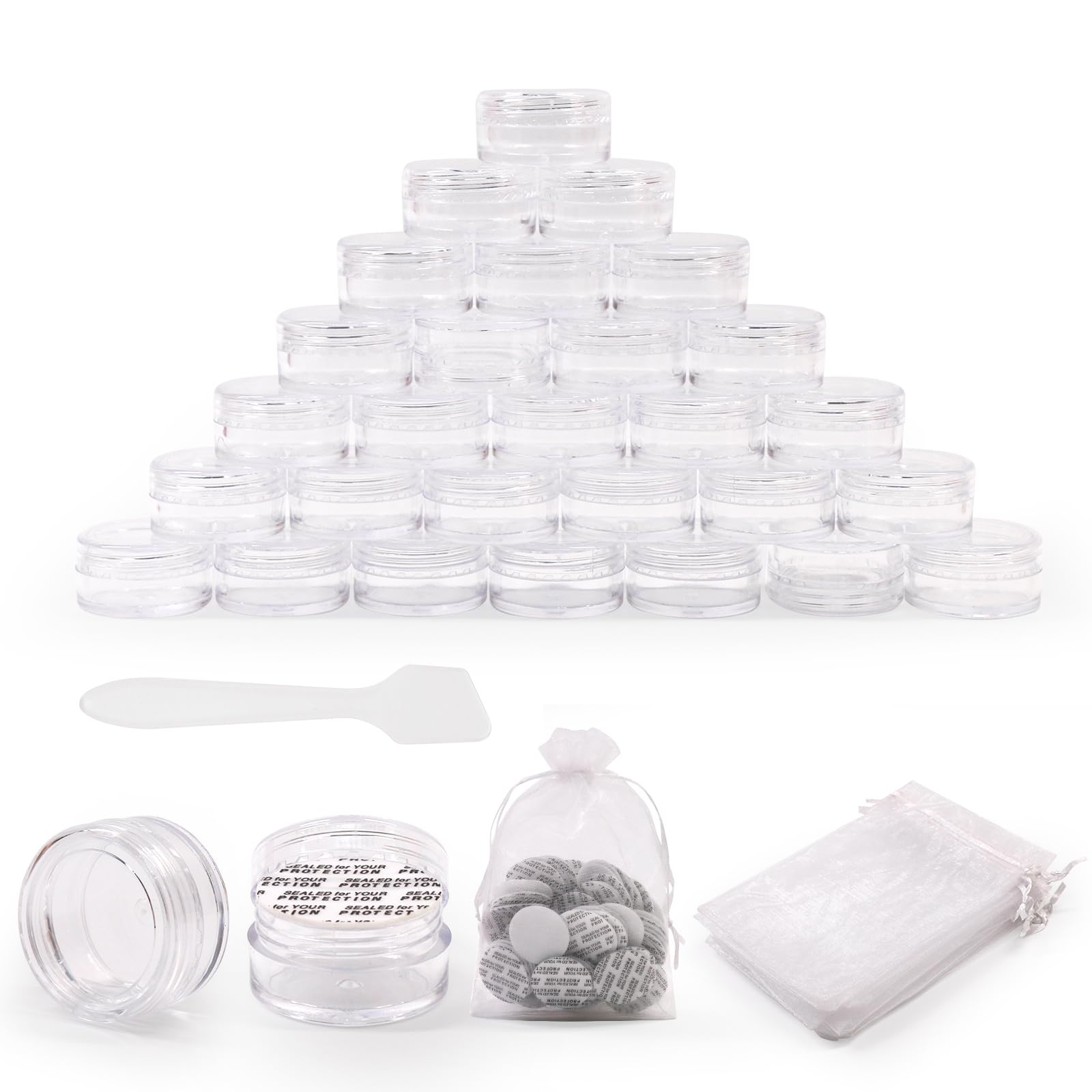 SumDirect 100Pcs 5g Clear Cosmetic Jars | Empty Sample Pots for Travel