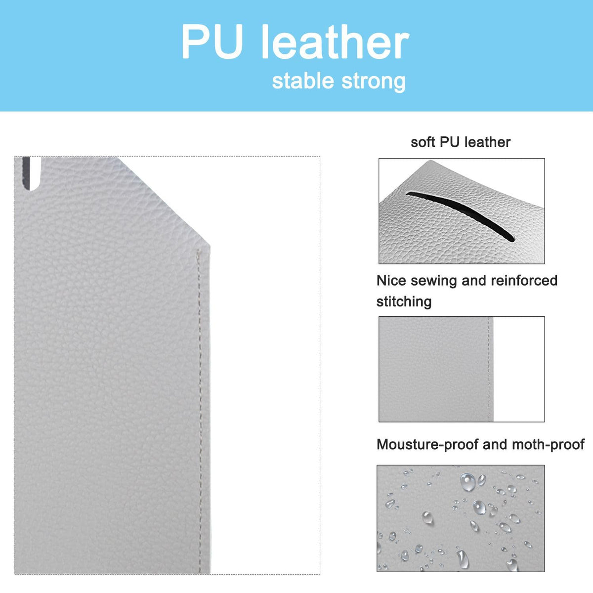 Ulife Mall Tissue Box Cover, Modern PU Leather Square Tissue Box Holder Delicate Decorative Tissues Dispenser Cube Napkin Organizer Holder for - image 3