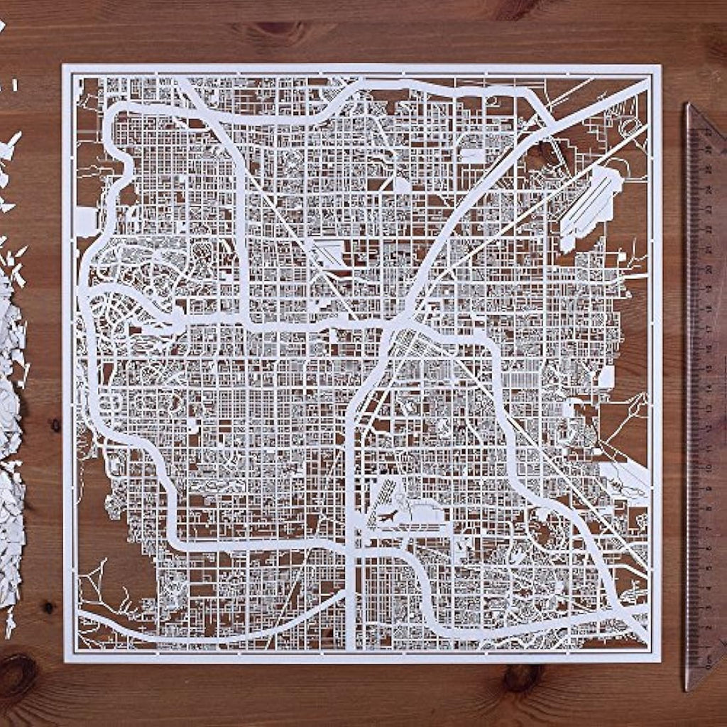 Las Vegas Paper Cut Map - 12x12 White Laser Cut Wall Art