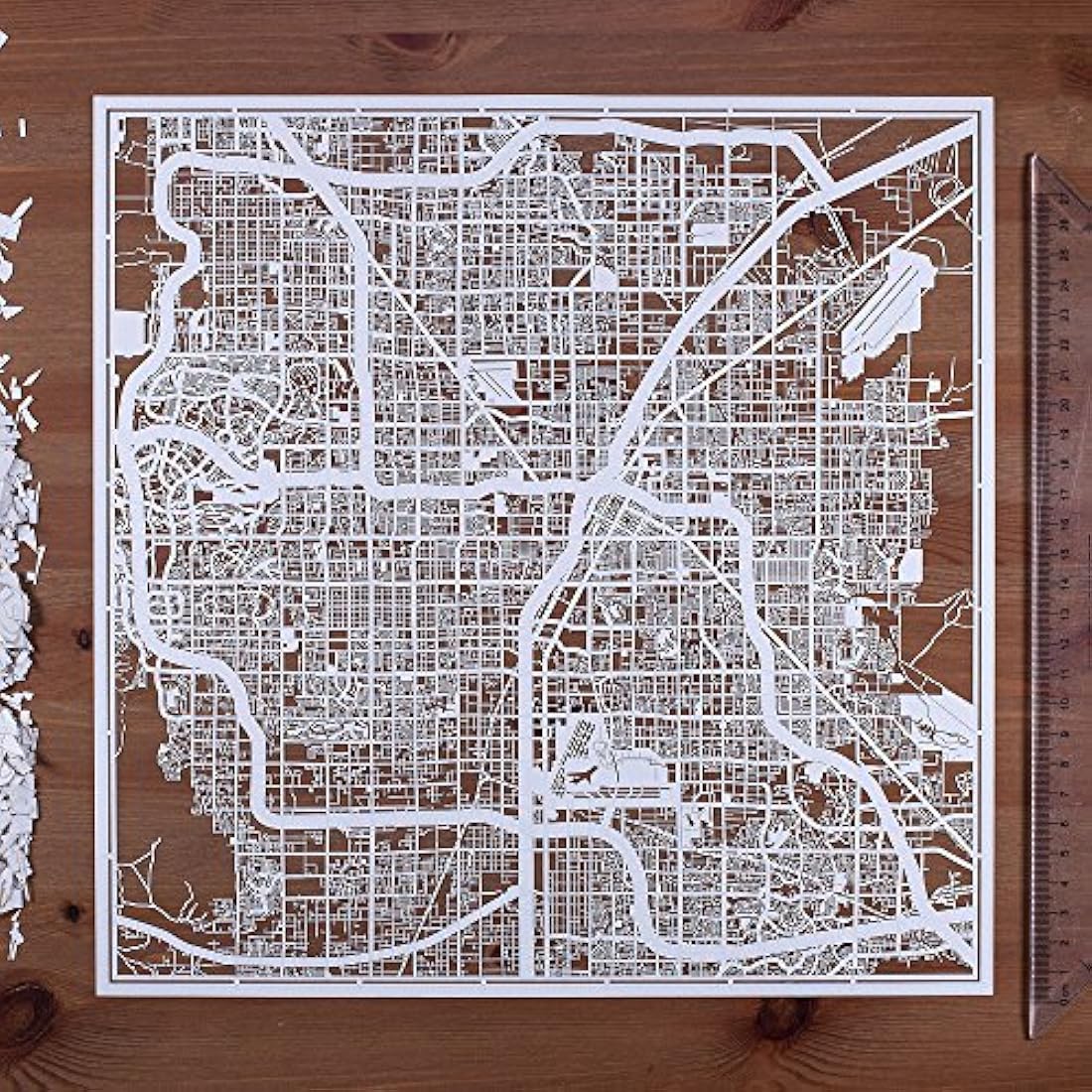 Las Vegas Paper Cut Map - 12x12 White Laser Cut Wall Art