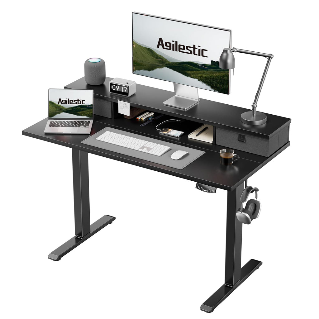 Agilestic Electric Adjustable Height Desk, with 2 Fabric Drawers, 100x60cm - image 1
