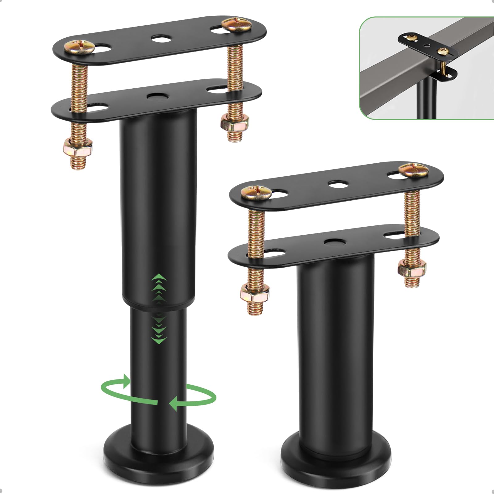 HUALIANG Adjustable Bed Support Legs – Heavy Duty Metal Slat Feet