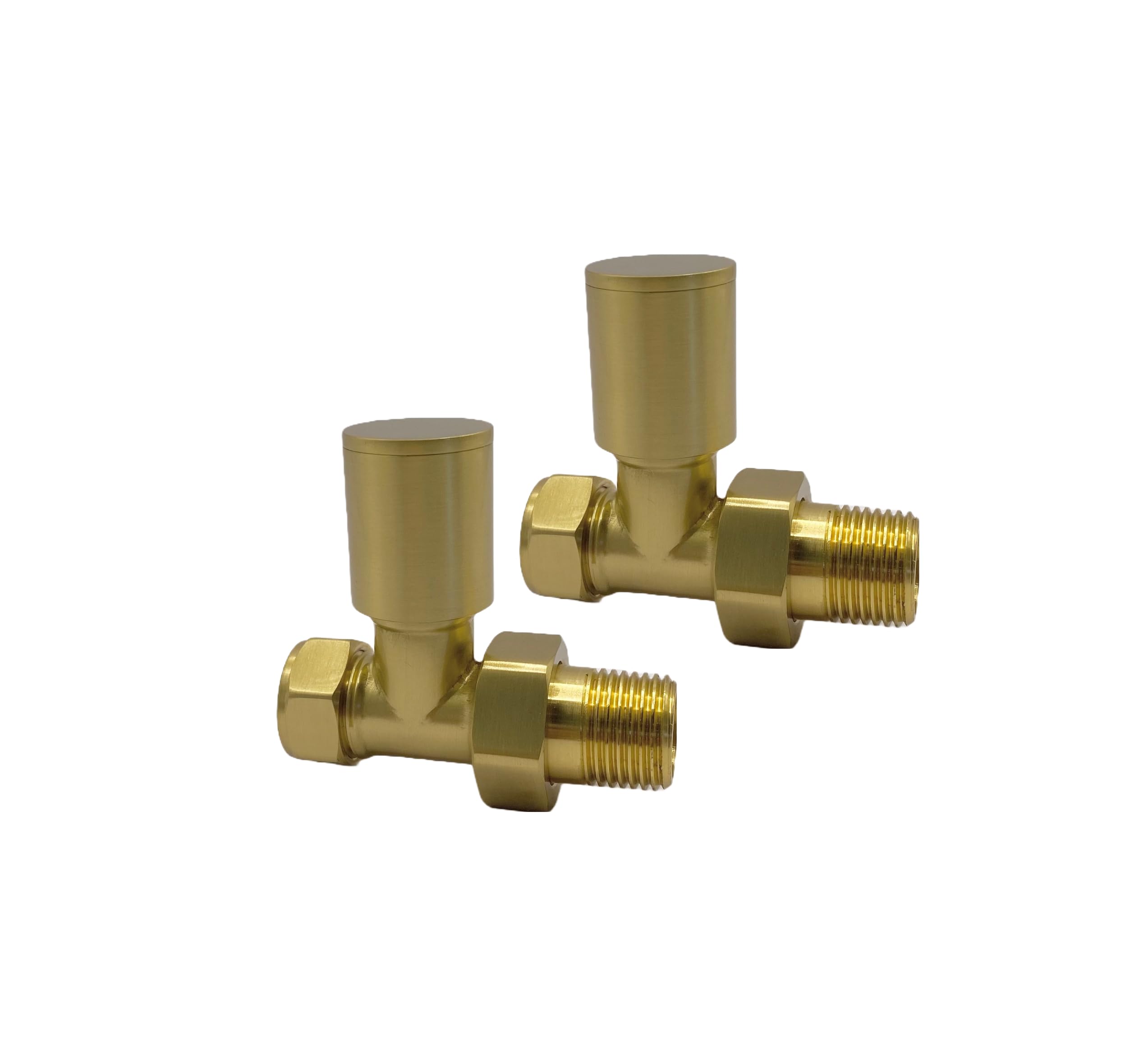 Greened House Alton Brushed Brass Straight Towel Rail Valves 15mm