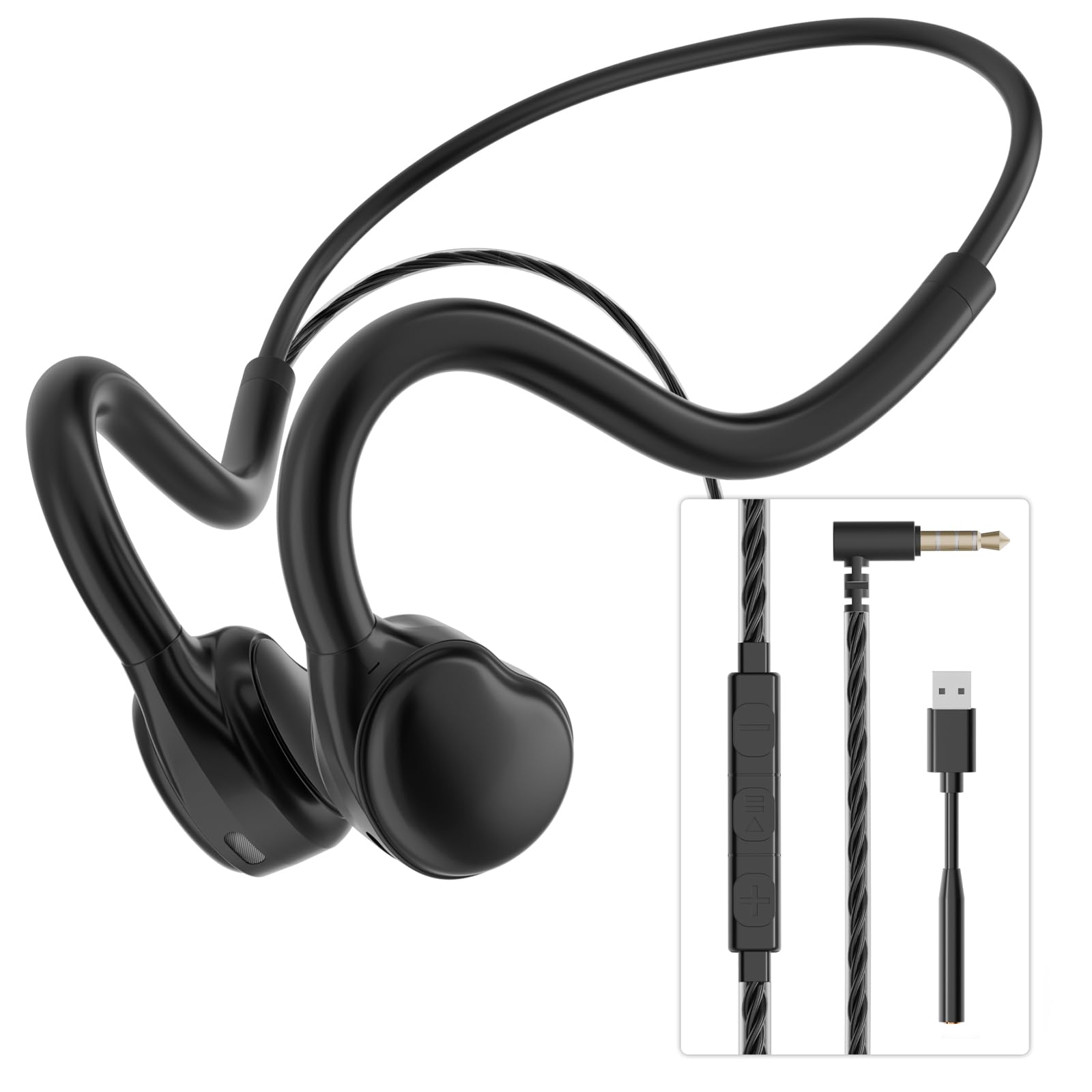 Monodeal Open Ear Wired Headset | USB-C & 3.5mm Ultra-Light PC Headphones