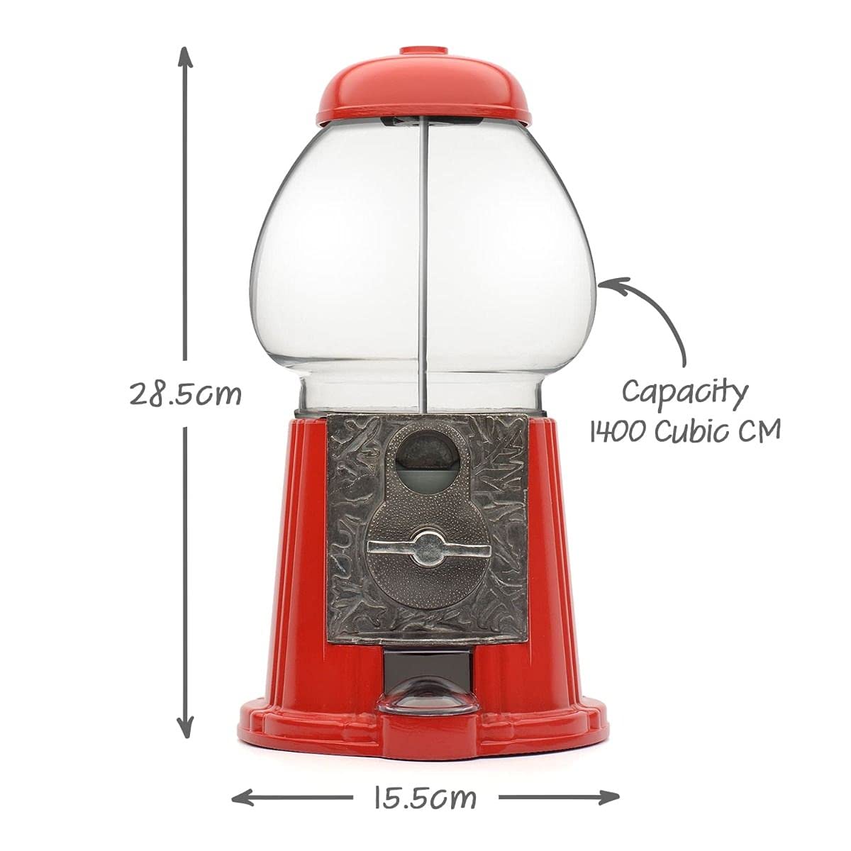 CKB LTD Large Retro Gumball Machine – Metal Sweet Dispenser & Coin Bank