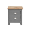 Lisbon 2 Drawer Bedside Table – Grey Oak Nightstand