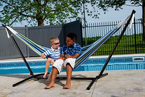 Vivere Double Cotton Hammock with Steel Stand and Carrying Bag – Oasis