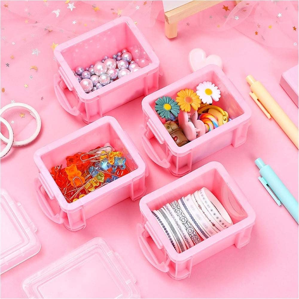 6 Pack Small Plastic Storage Boxes with Lids, Mini Organiser Boxes - image 4