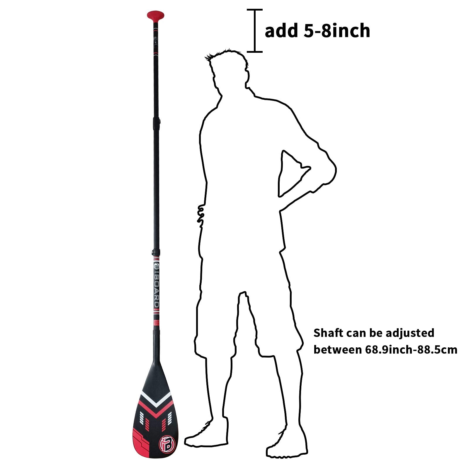 iBOARD Carbon Fiber SUP Paddle | 3-Piece Adjustable Kayak Paddle