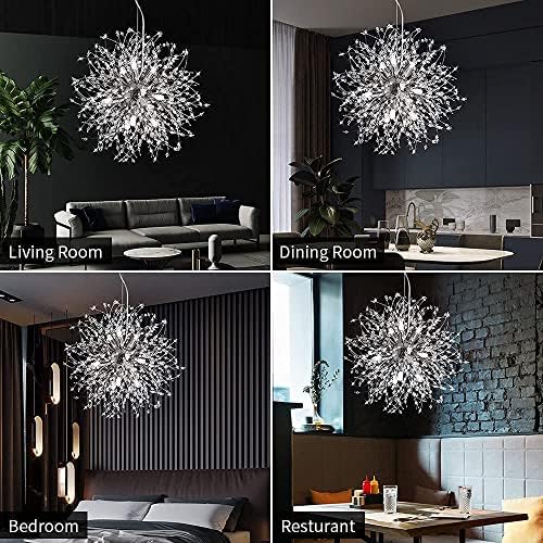 Jolof Store Modern Firework Dandelion Crystal Chandelier – 8-Light Silver