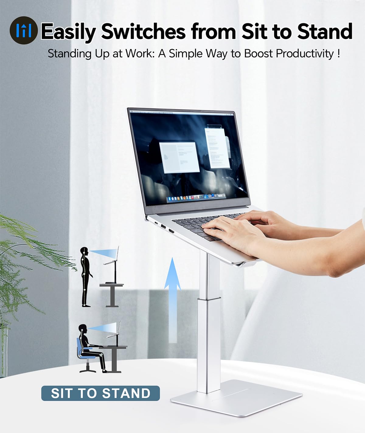 supamir Adjustable Laptop Stand - Aluminium Standing Desk Riser for 13-16.5"