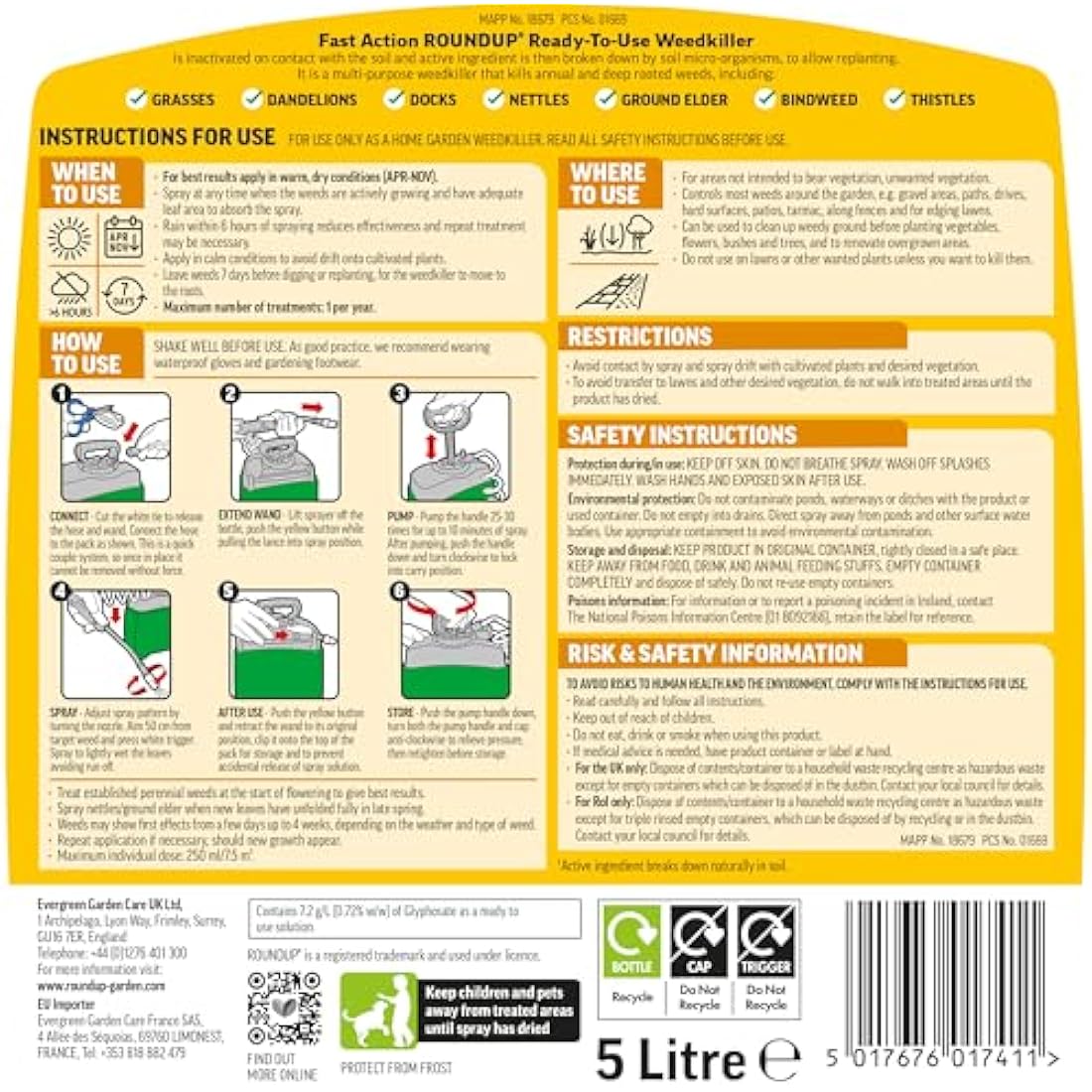 Roundup Fast Action Weedkiller | 5L Pump 'N Go Ready to Use Spray