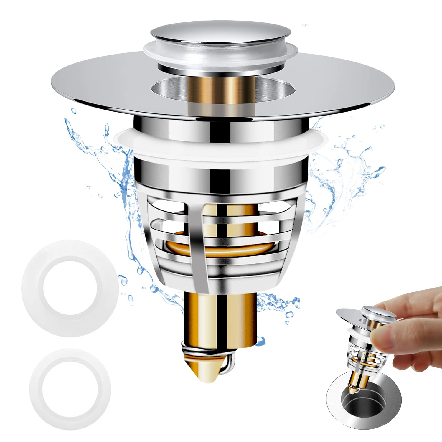 Jolof Store Universal Bathroom Sink Stopper – Stainless Steel Drain Plug