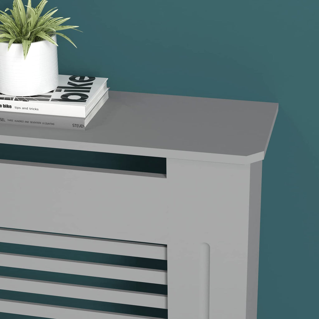 FATIVO Grey Radiator Cover – 92cm Tall MDF Wood Cabinet Heater Shelf