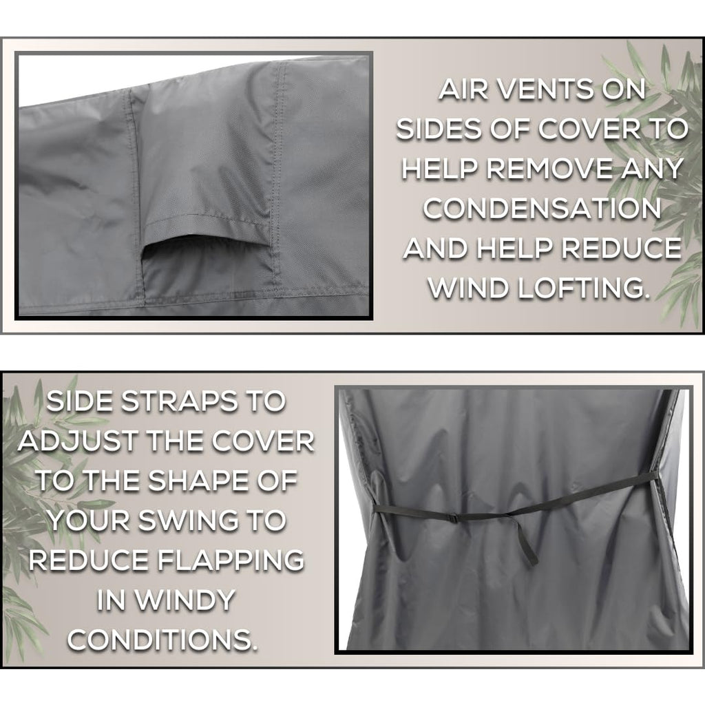 Barlborough 3 Seater Garden Swing Cover – Waterproof & Windproof, Charcoal