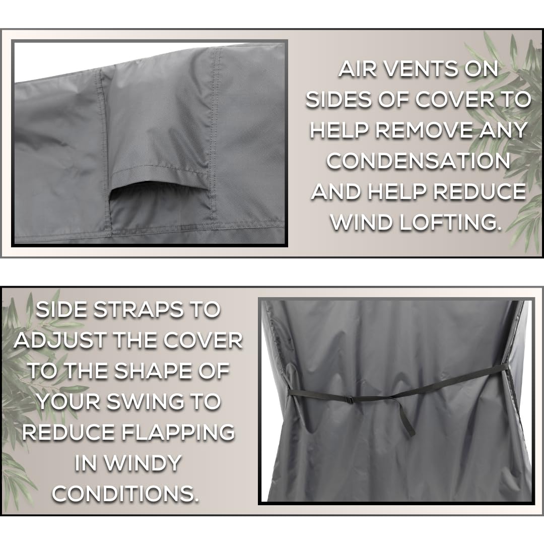 Barlborough 3 Seater Garden Swing Cover – Waterproof & Windproof, Charcoal