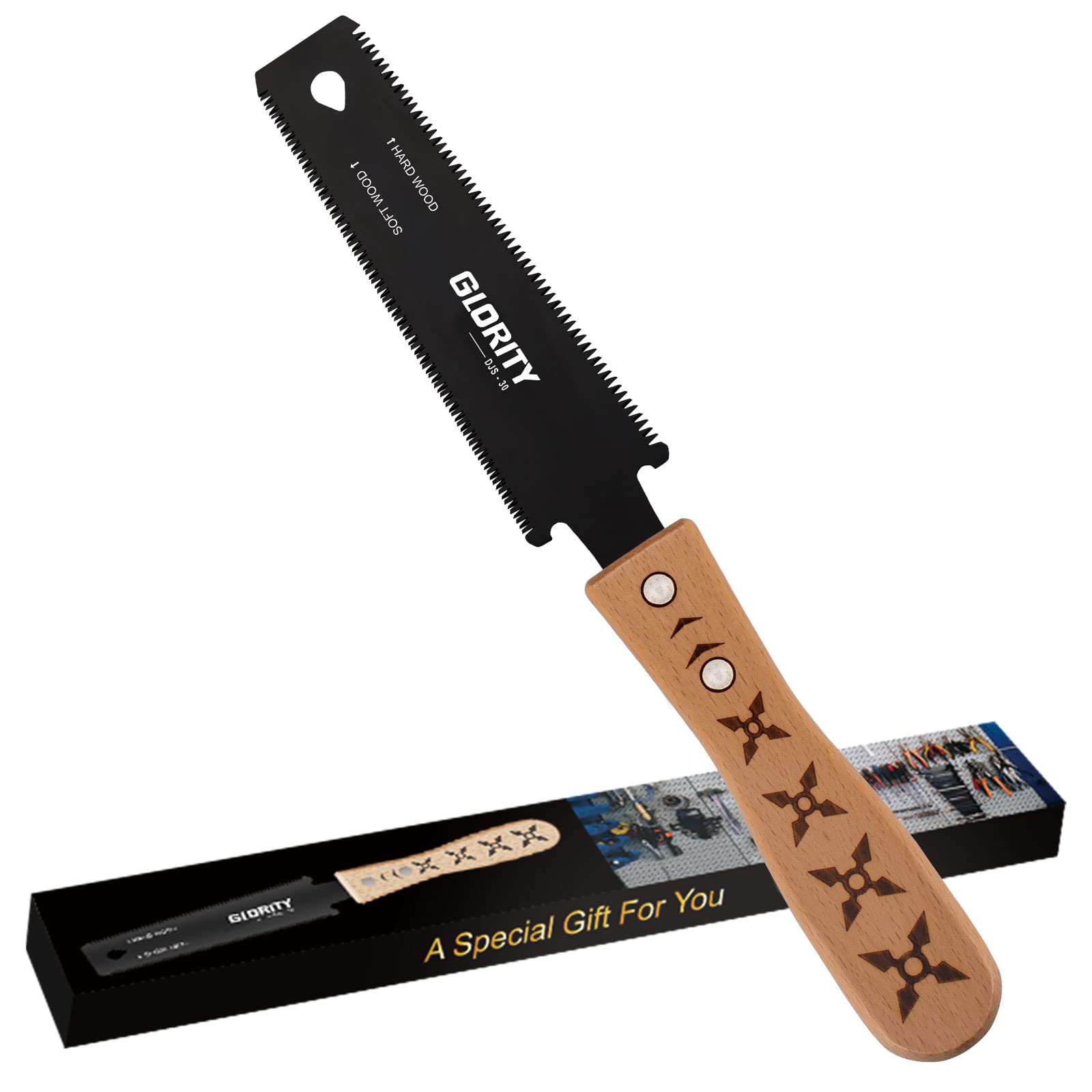 GLORITY 6 Inch Japanese Pull Saw | SK-5 Steel Double-Sided Hand Saw