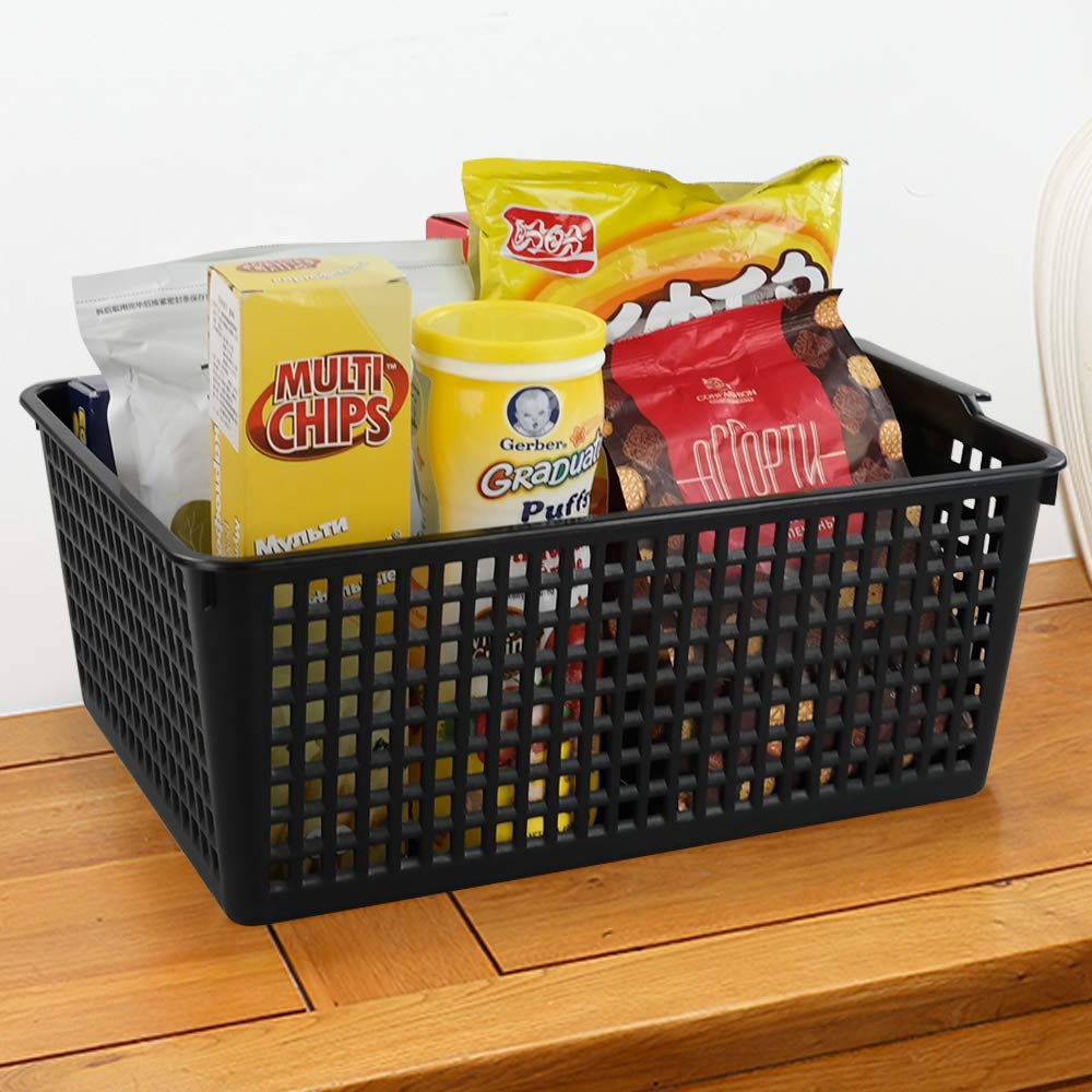 Yarebest Large Plastic Storage Basket Box, Cupboard Storage Baskets, 3-Pack Black - image 5