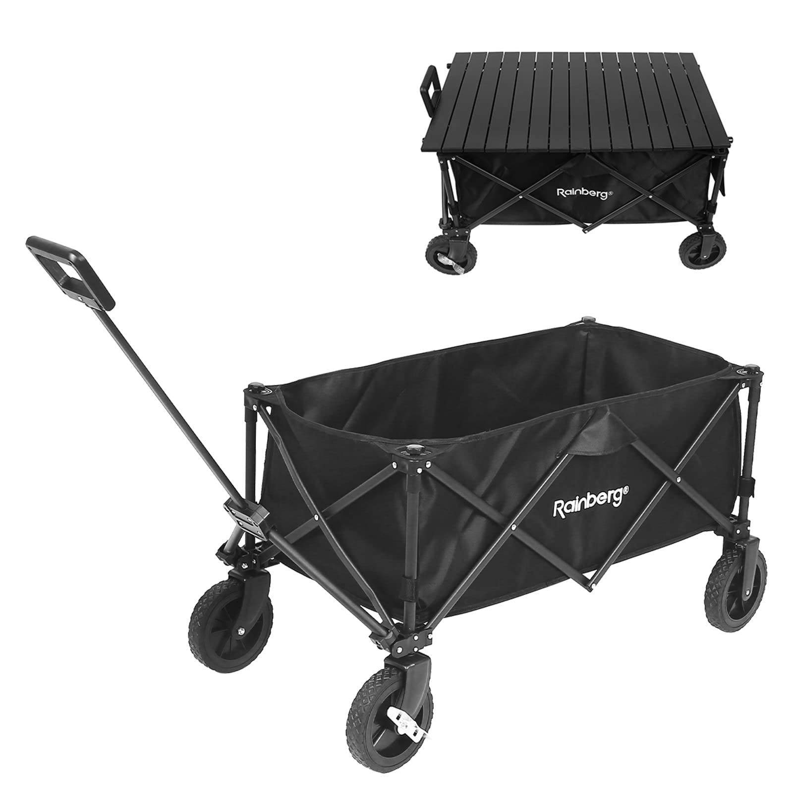 Rainberg 2-in-1 Folding Camping Wagon with Table Top | 120kg Capacity