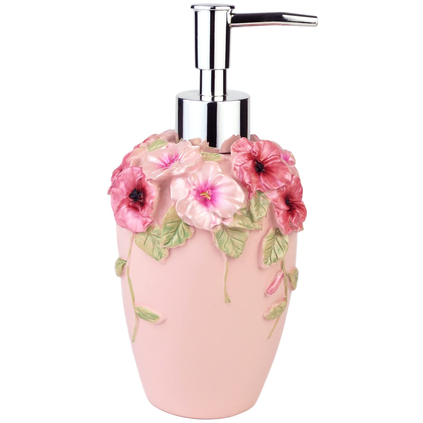 Jolof Store Vintage Floral Soap Dispenser | Hand-Painted Resin - 10oz