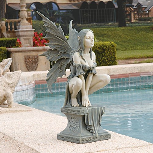 Design Toscano Celtic Fairy Outdoor Garden Statue – Two Tone Stone, 48.5cm