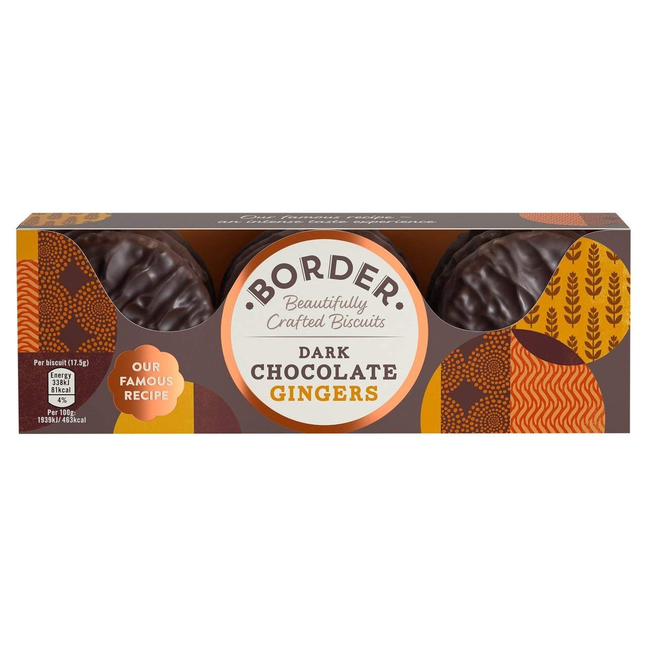 Border Dark Chocolate Gingers - Crunchy Ginger Biscuits, 150g (Pack of 6)