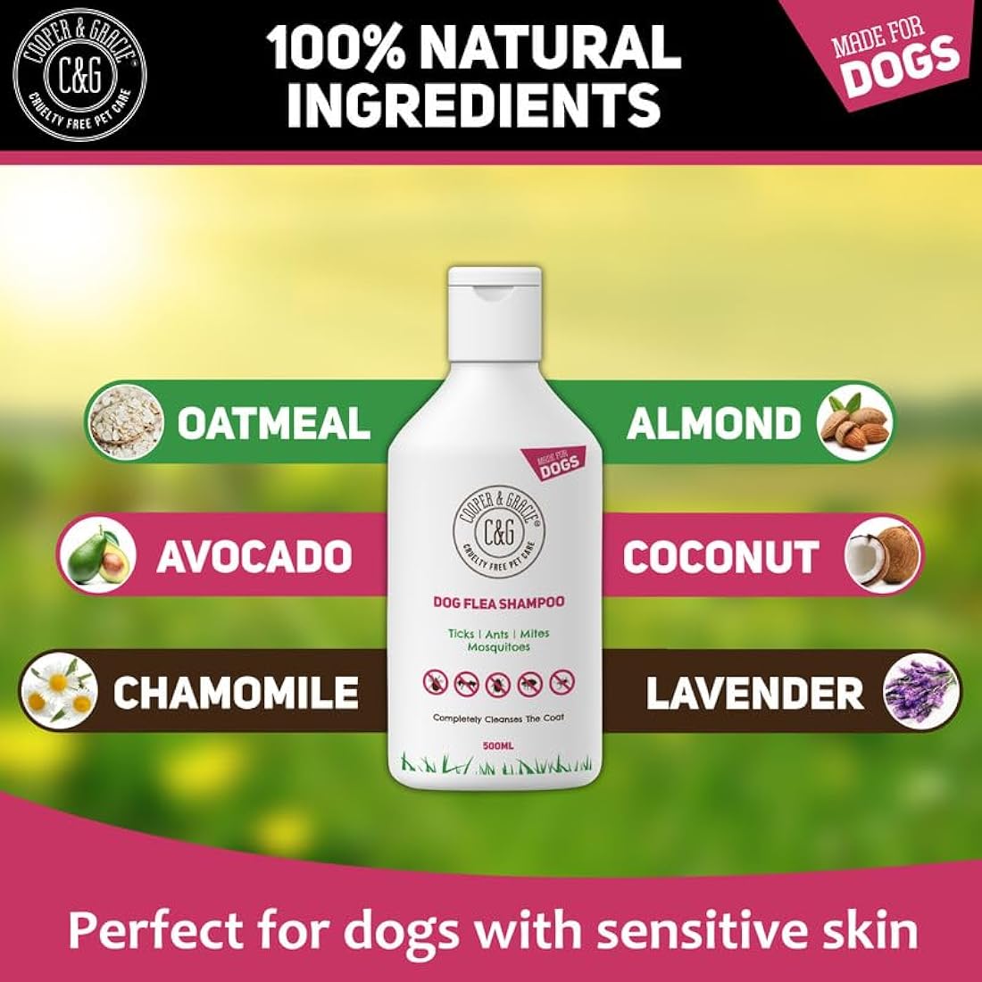 Cooper and Gracie Dog Flea & Tick Shampoo – Medicated 500ml Cleanser