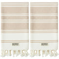 DEMMEX Organic Turkish Cotton Hand Towels – Set of 2 Diamond Weave Beige