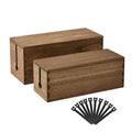 KIRIGEN Wood Cable Management Box – Dark Brown Cord Organizer, Set of 2